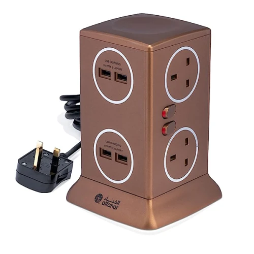 محول الفنار 4 يو اس بي 6 مقابس اللون الكروم برونز